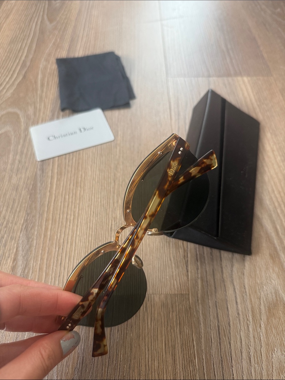 Christian Dior Empire 06J0TCat Eye Havana Titanium Frame Sunglasses - Picture 5 of 6